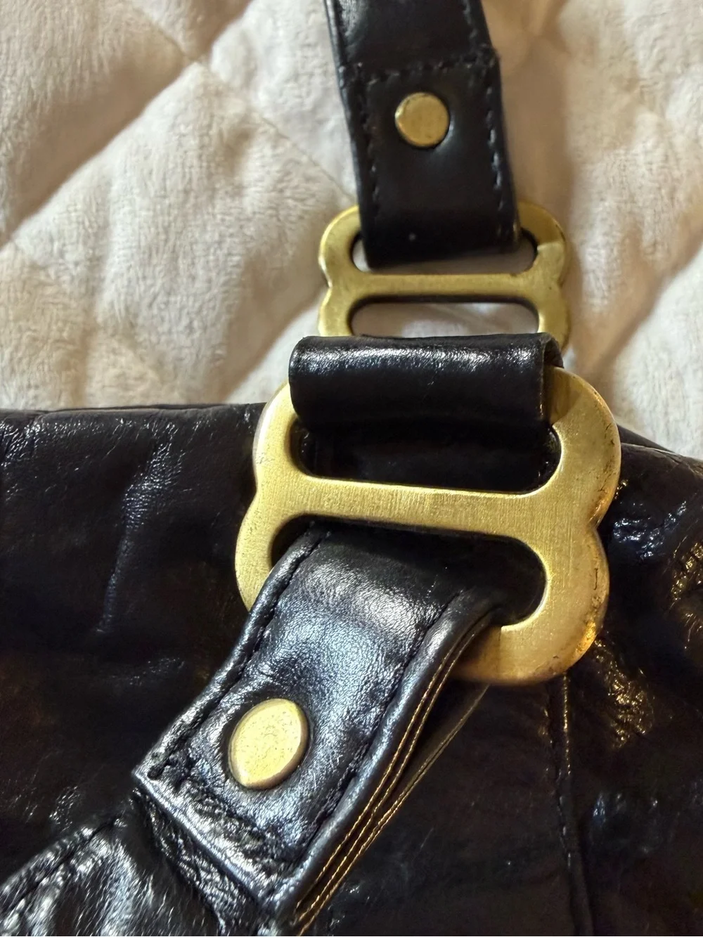 Latico Leathers Black Full Grain Leather East West Hobo Shoulder Bag Vintage